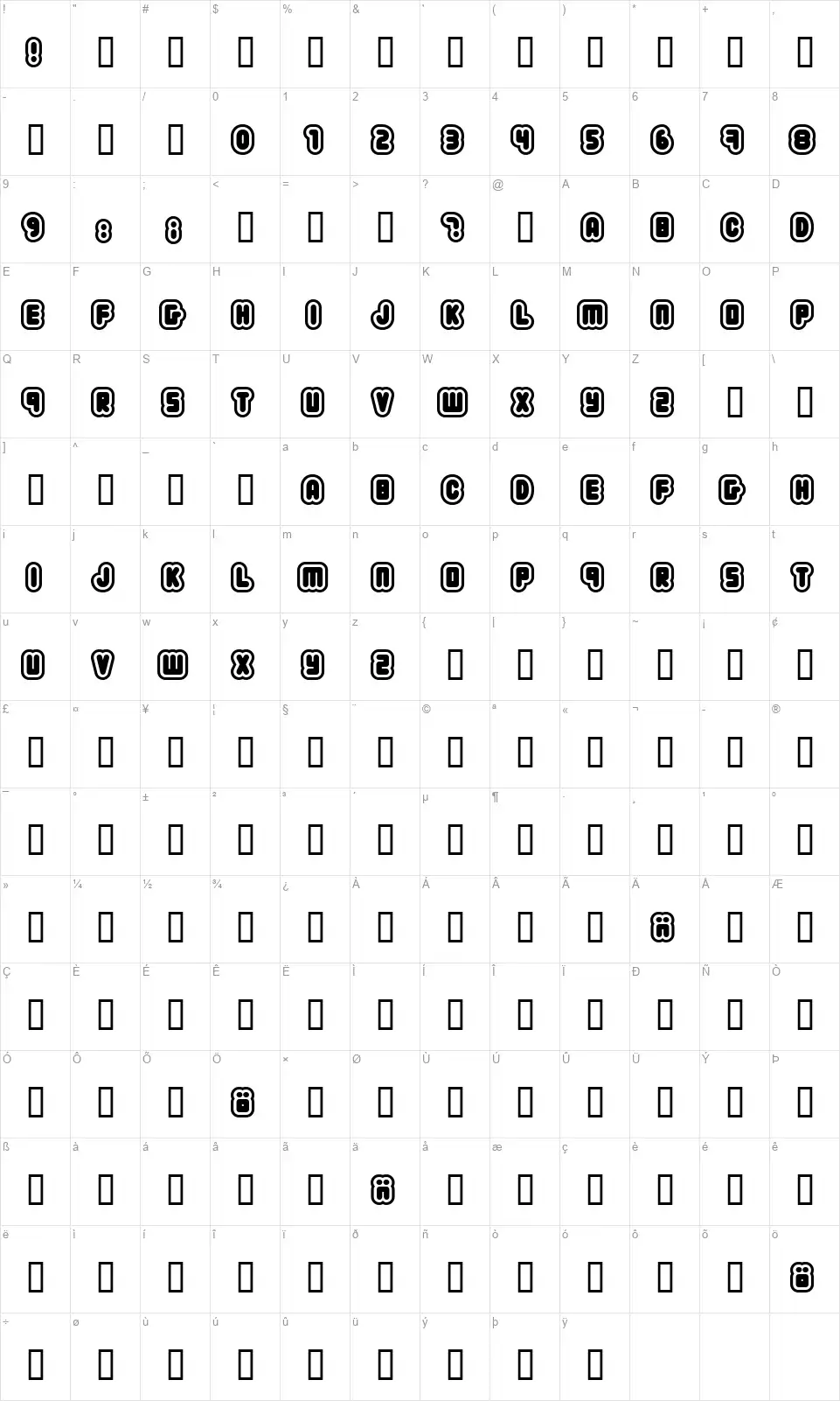 222.03font character map