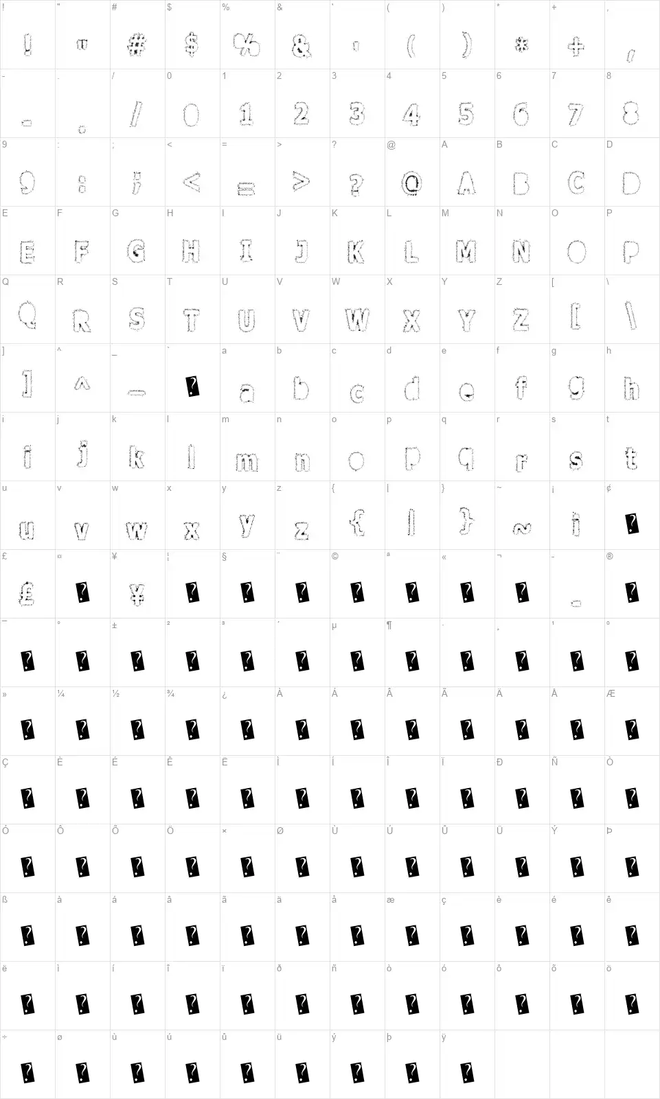 After Schoolfont character map