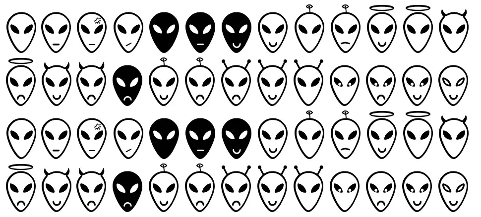 Alien Faces STfont specimens