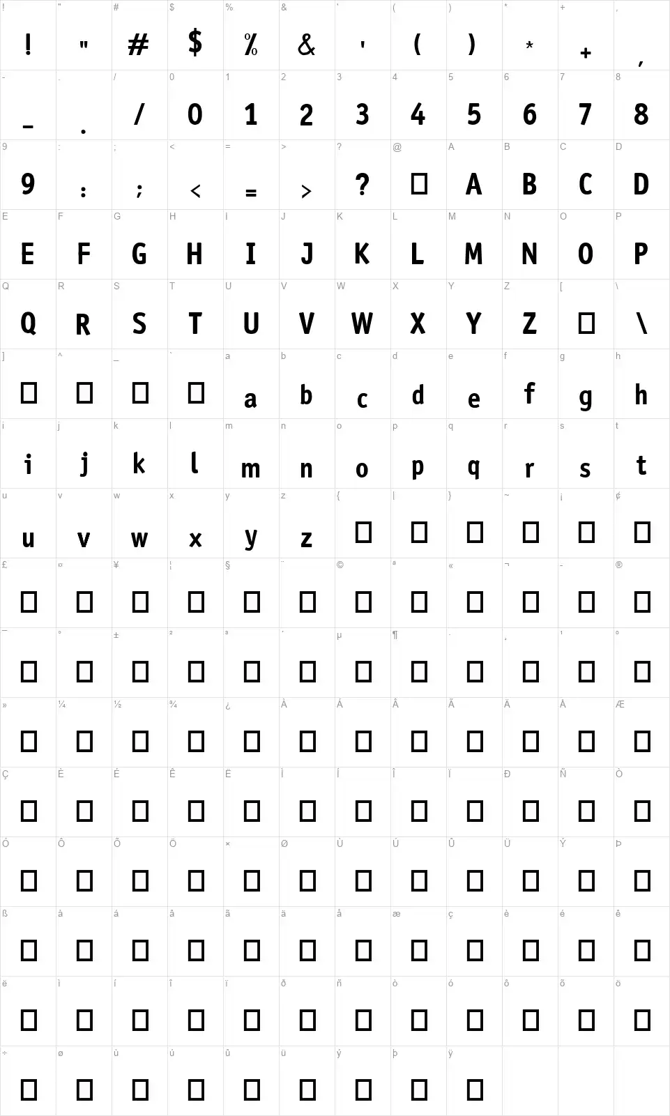 Amazon Mapa de caracteres Amazonfont character map