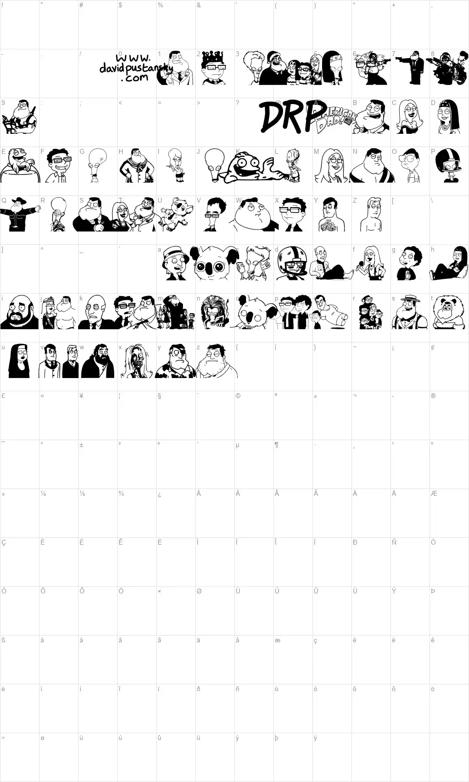 American Dad Good Morning USAfont character map