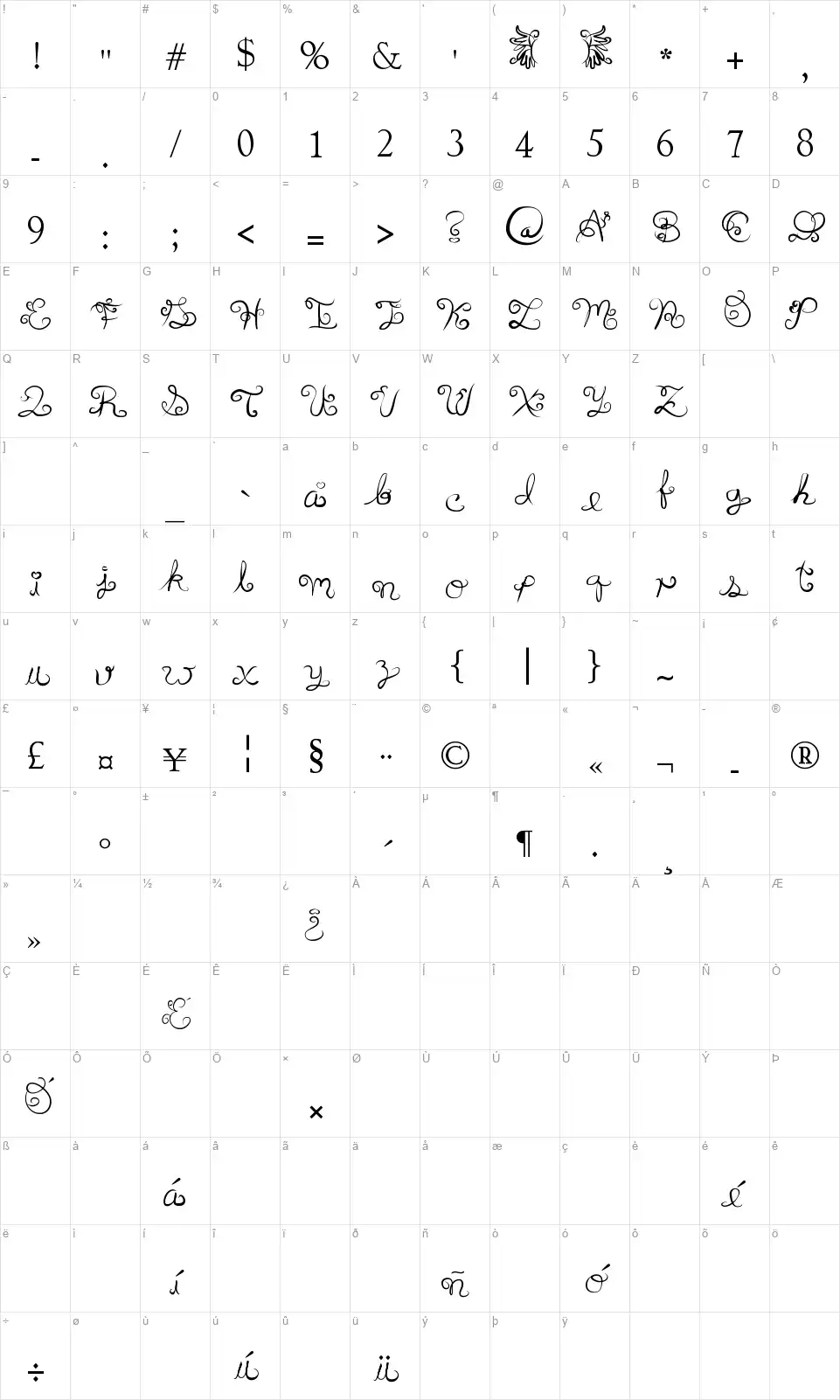 Anykfont character map