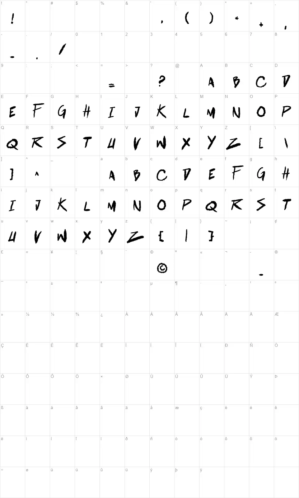 Battle Breathfont character map