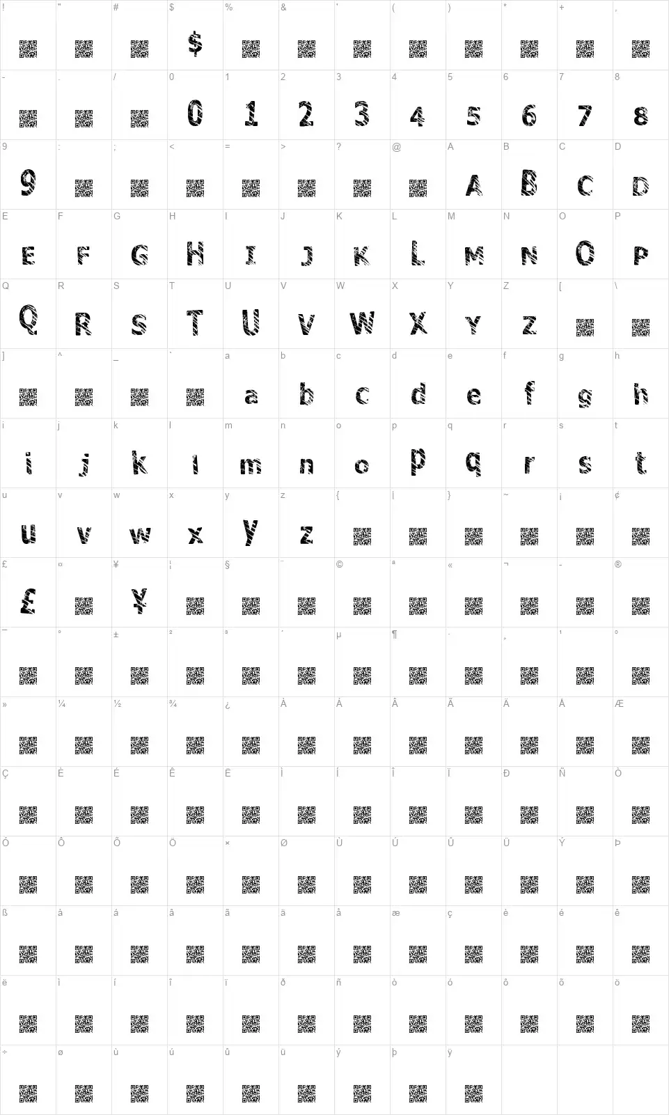 Big Partyfont character map