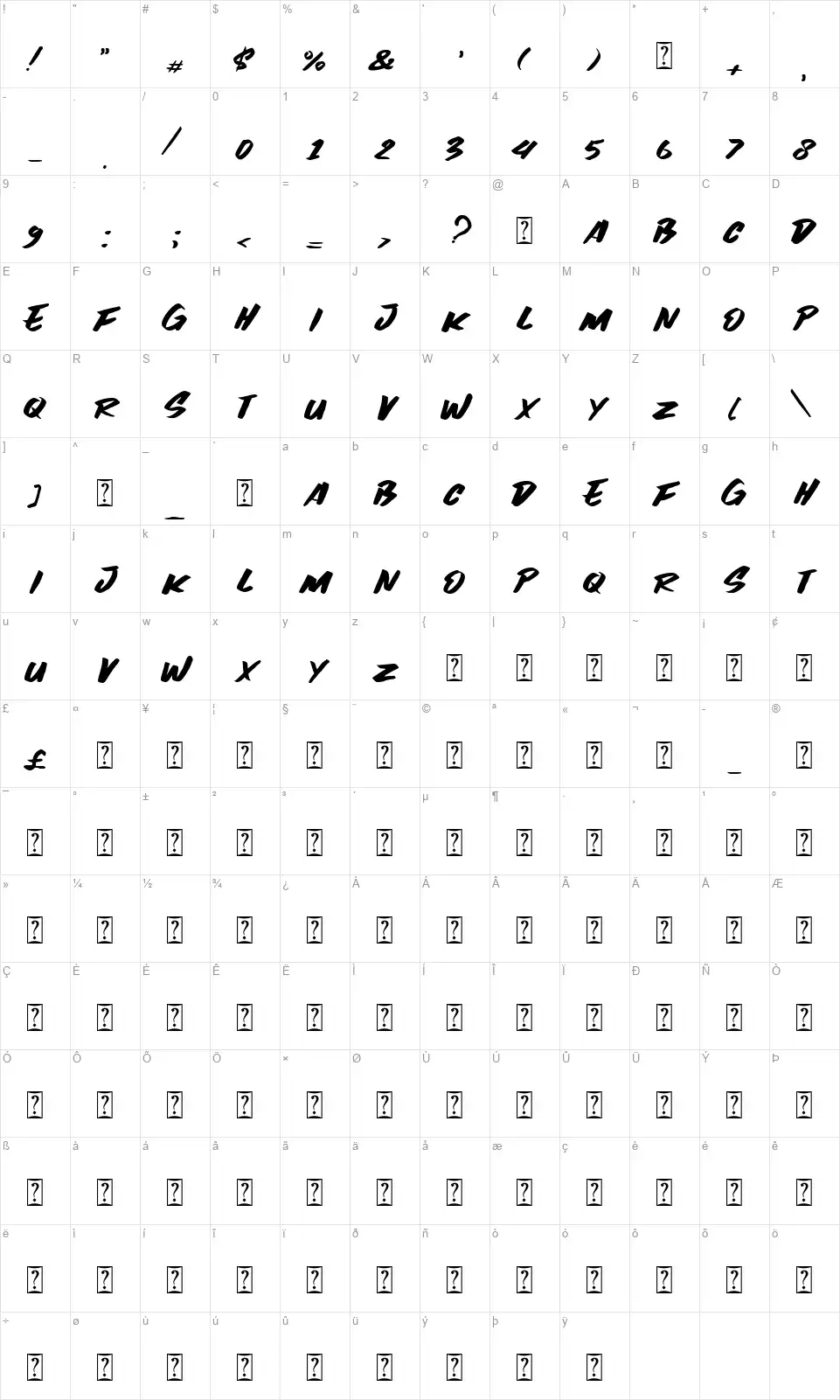 Black Spiritfont character map