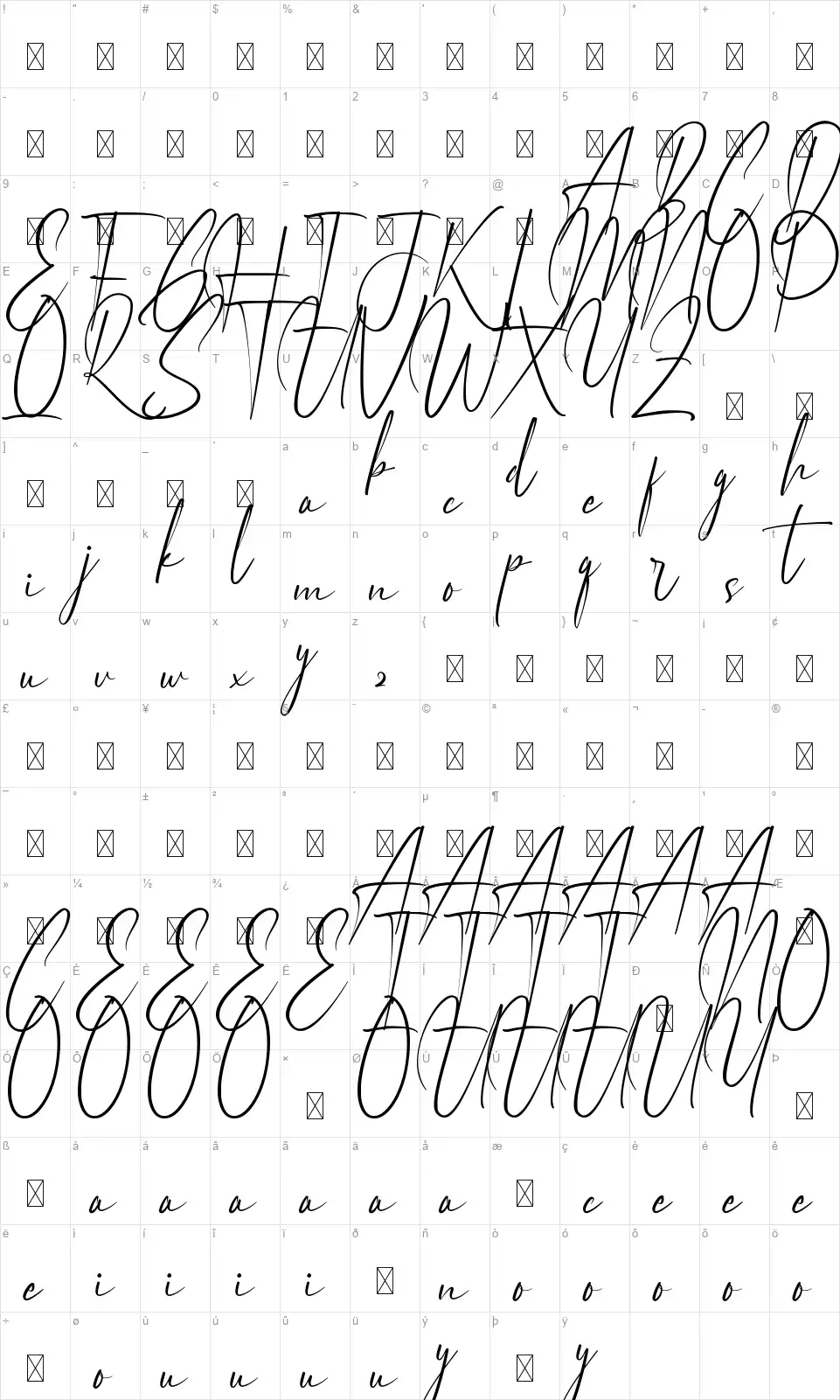 Blockguardsfont character map