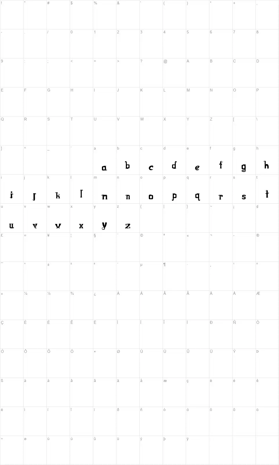 Boots&Barkleyfont character map