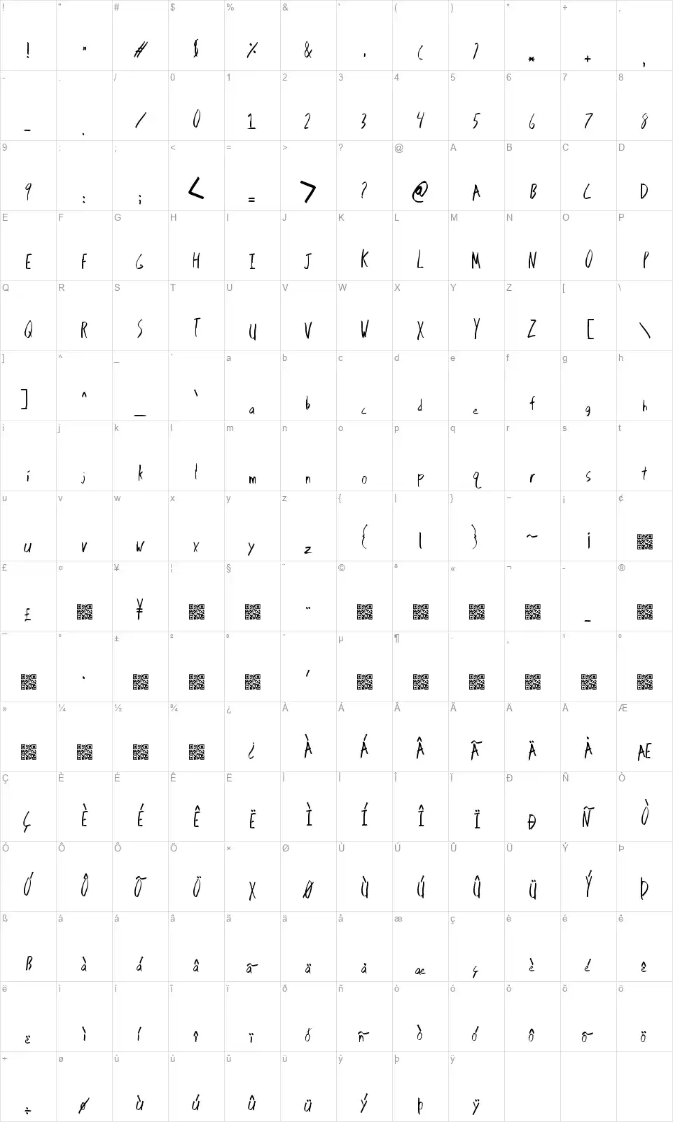 BrackishPondfont character map