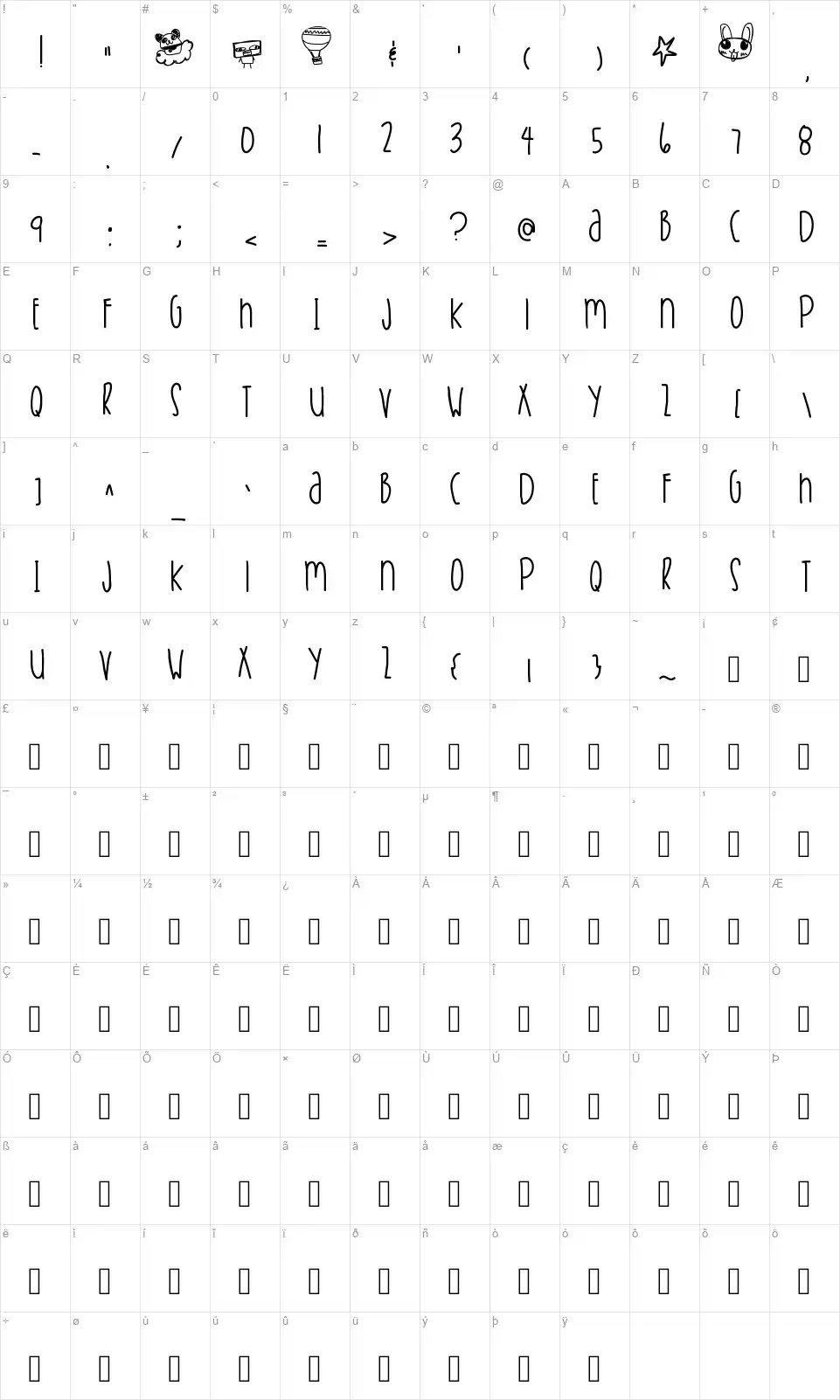 Break From Torontofont character map