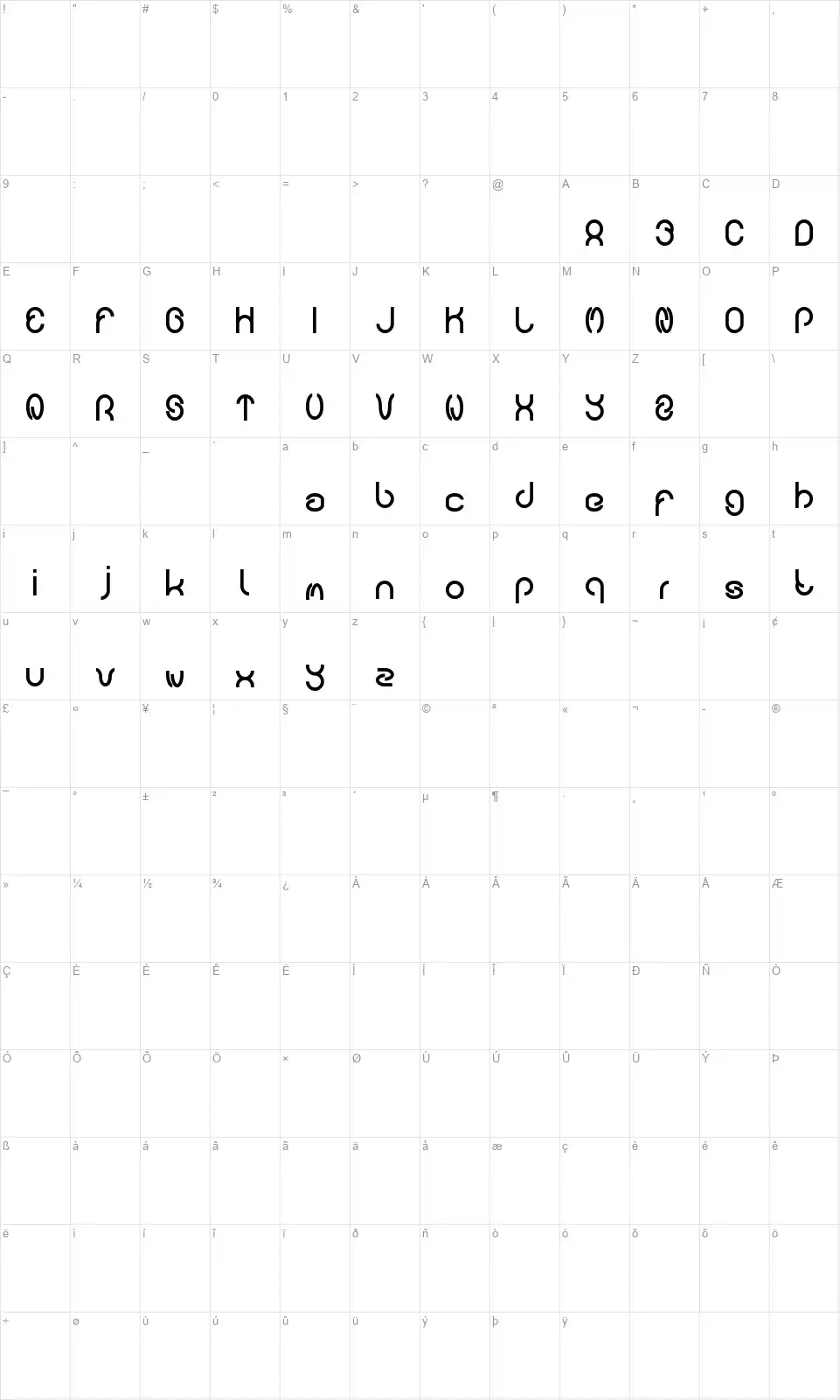 Carlosfont character map