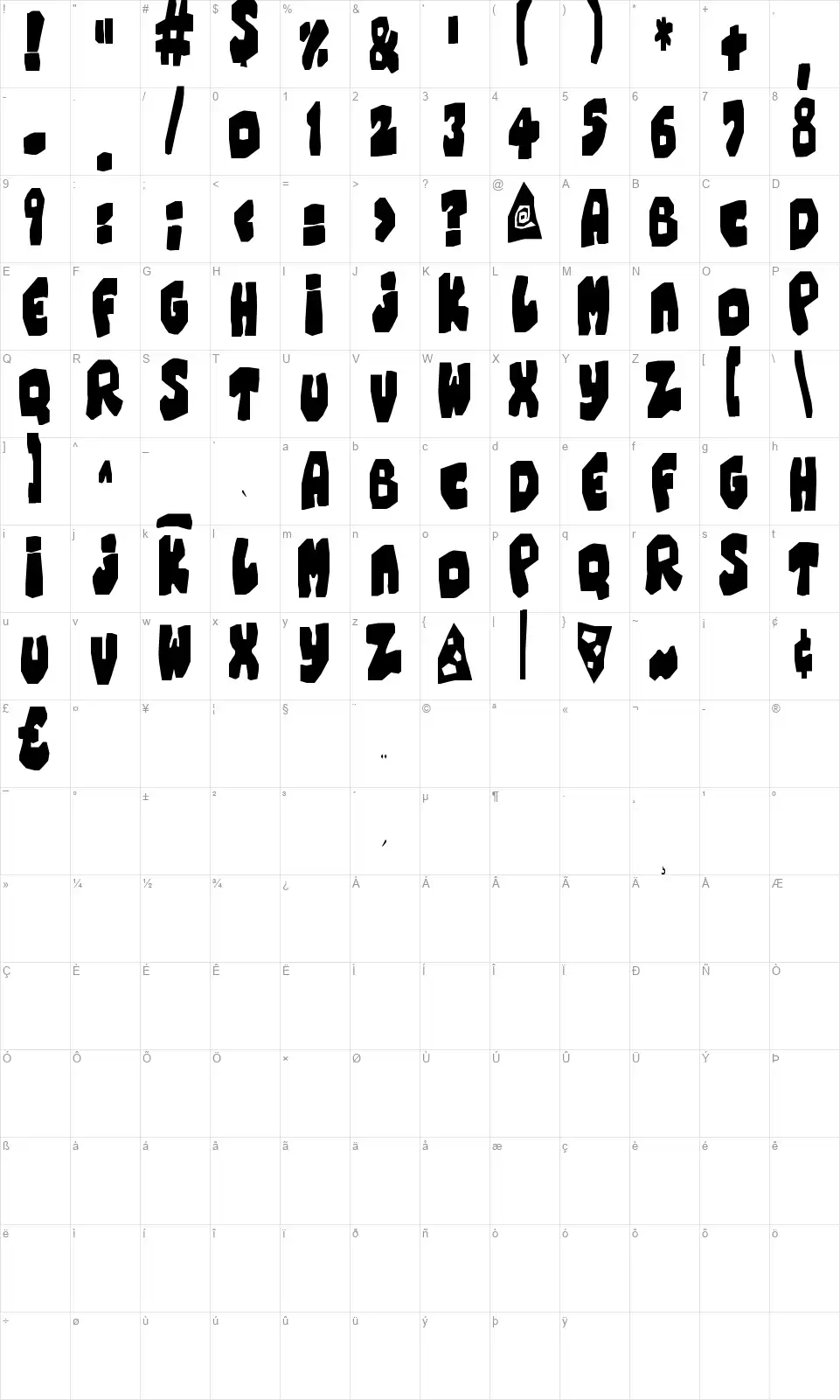 Chunky Cheesefont character map