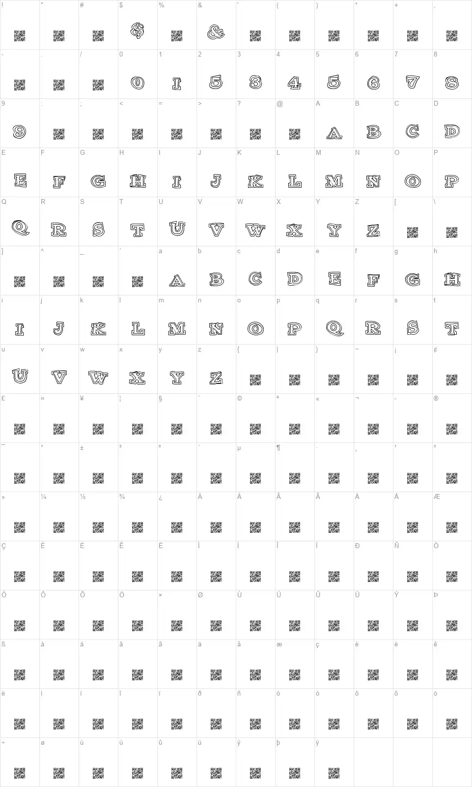 Club Sportfont character map
