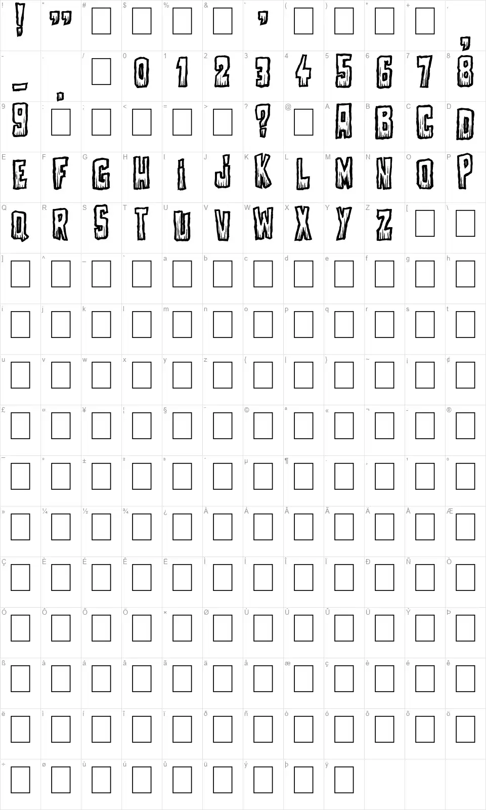Come With Usfont character map