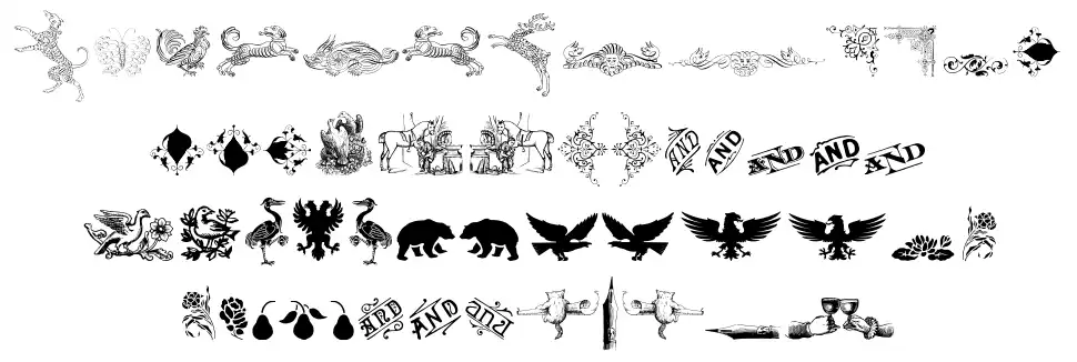 Cornucopia of Dingbats Threefont specimens