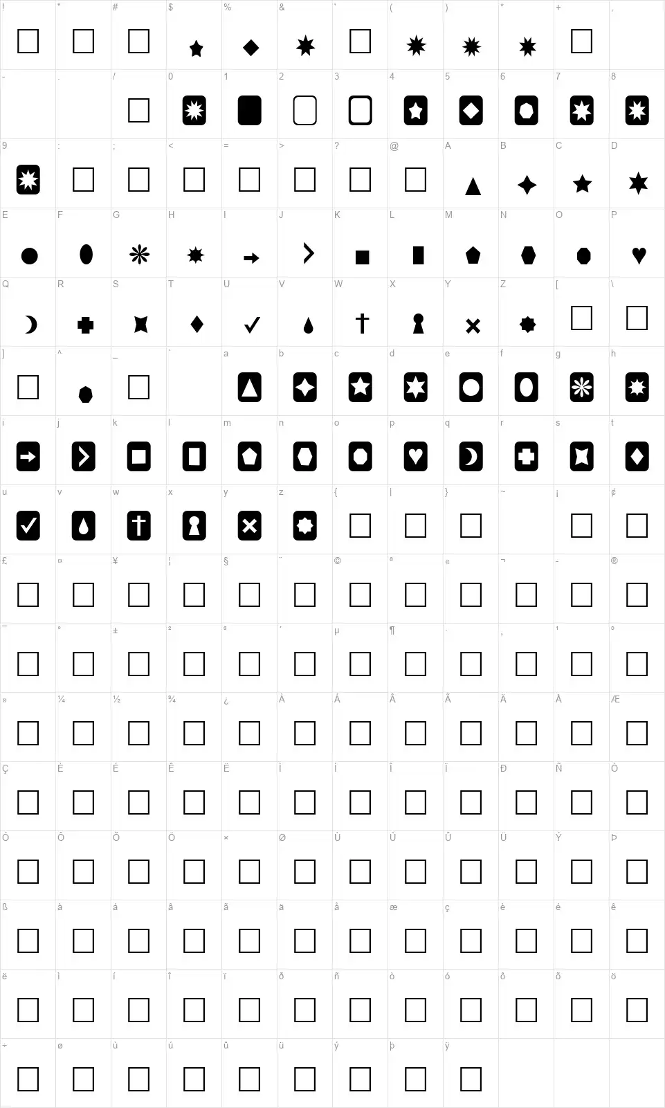 Cut Outs for 3D FXfont character map
