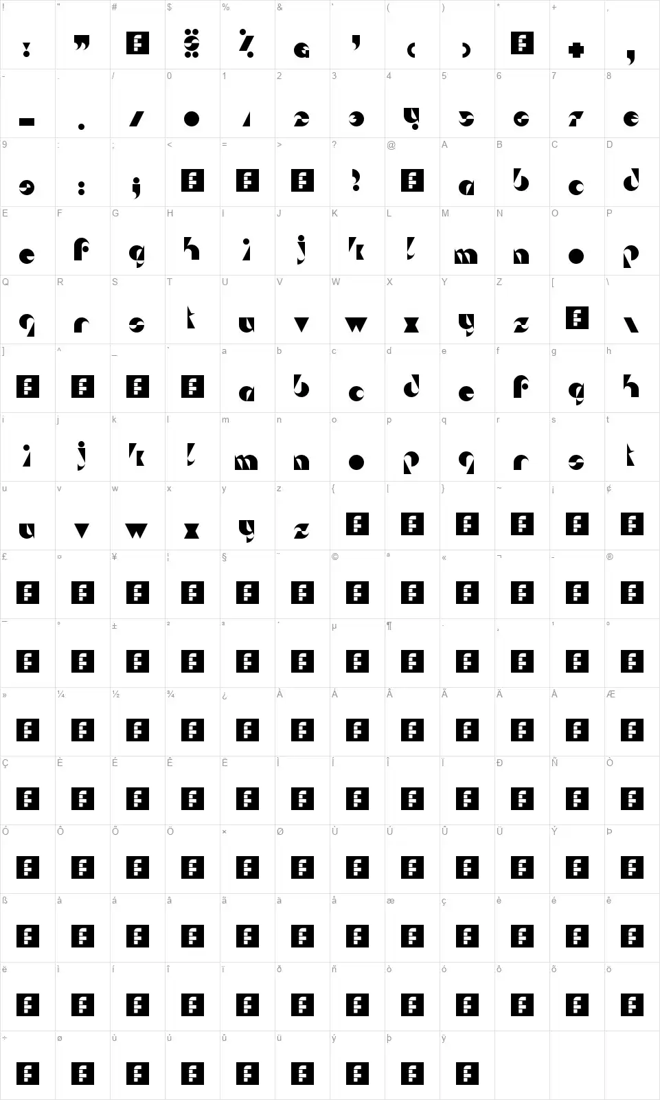 Da Sei Nei!font character map