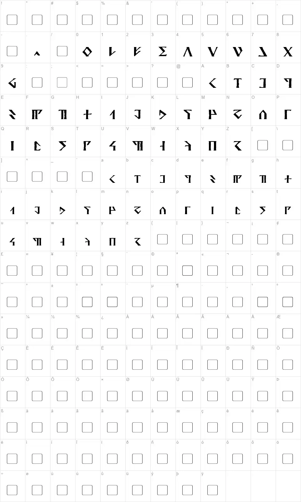 Davekfont character map