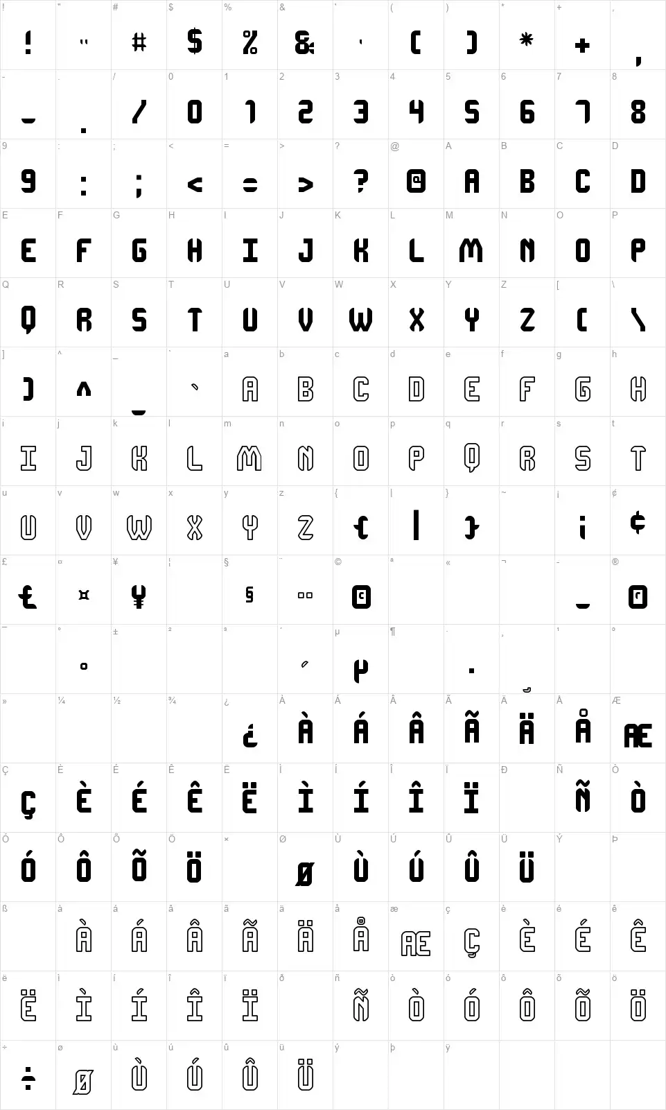 DhonJako Stfont character map
