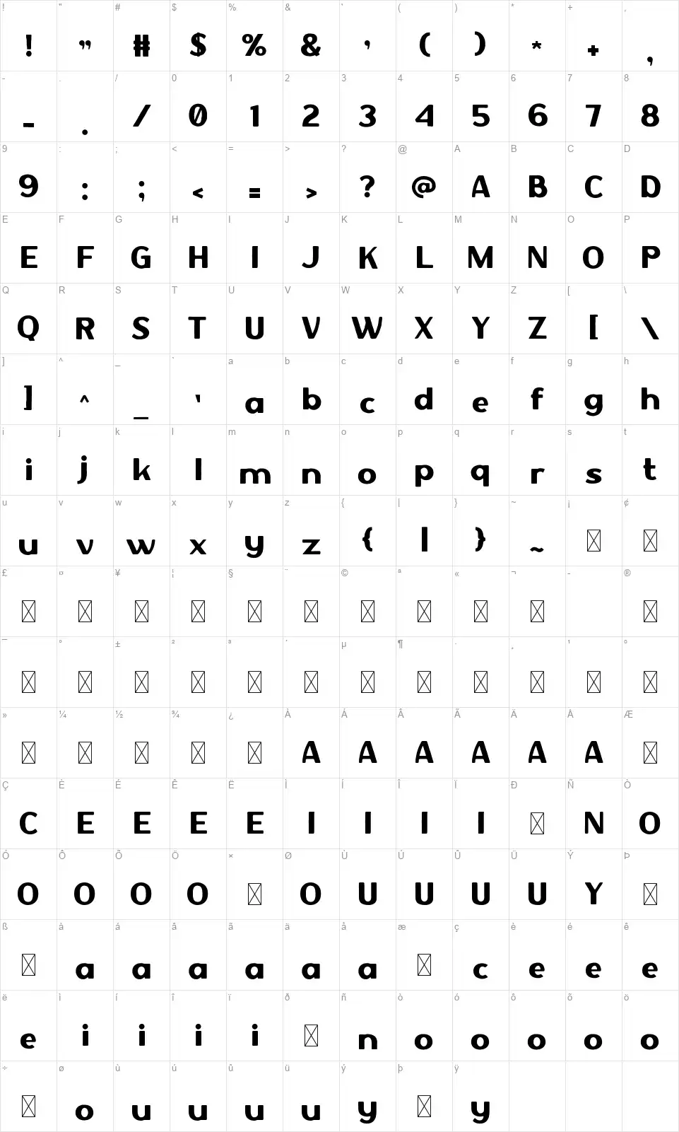 Disenz Mapa de caracteres Disenzfont character map