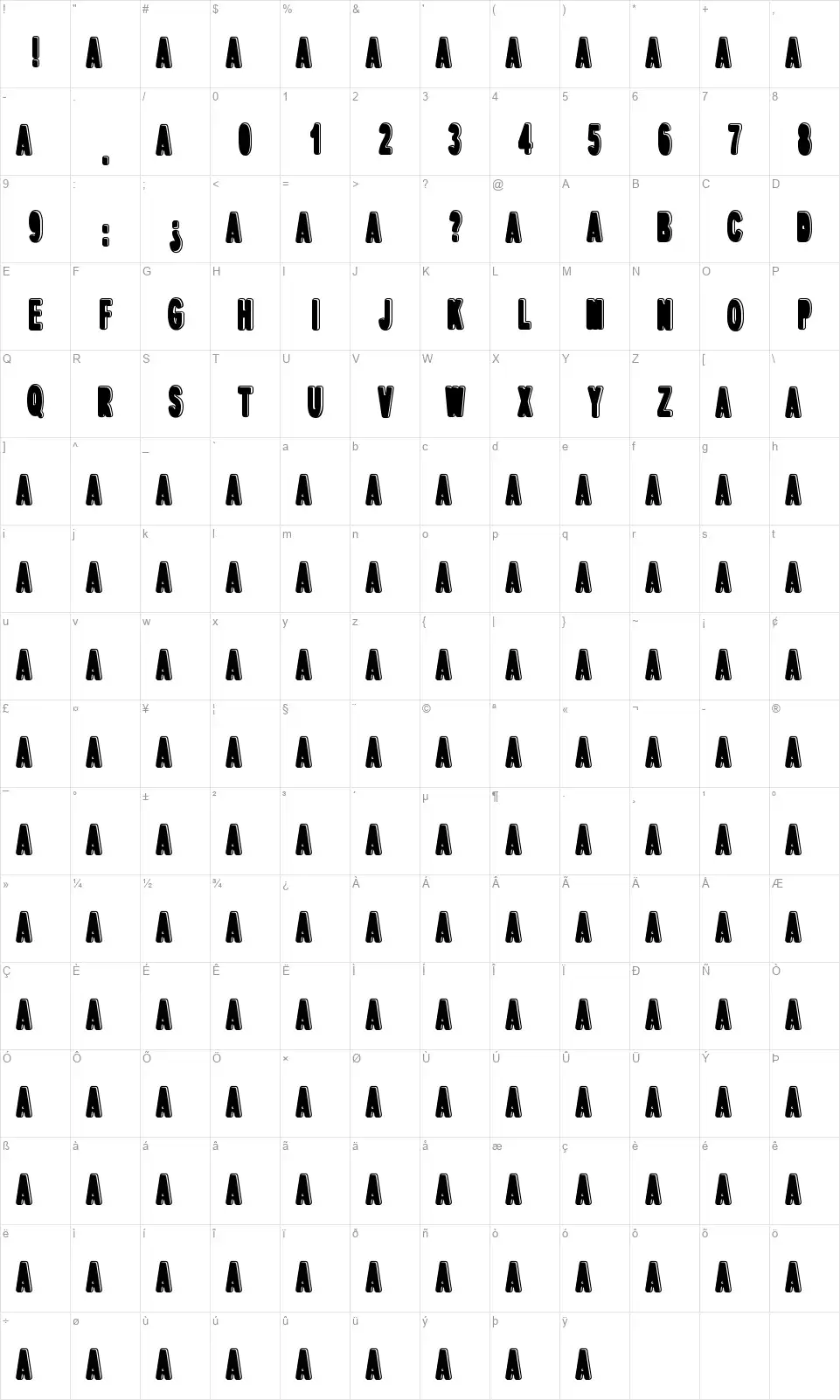 dPopperfont character map