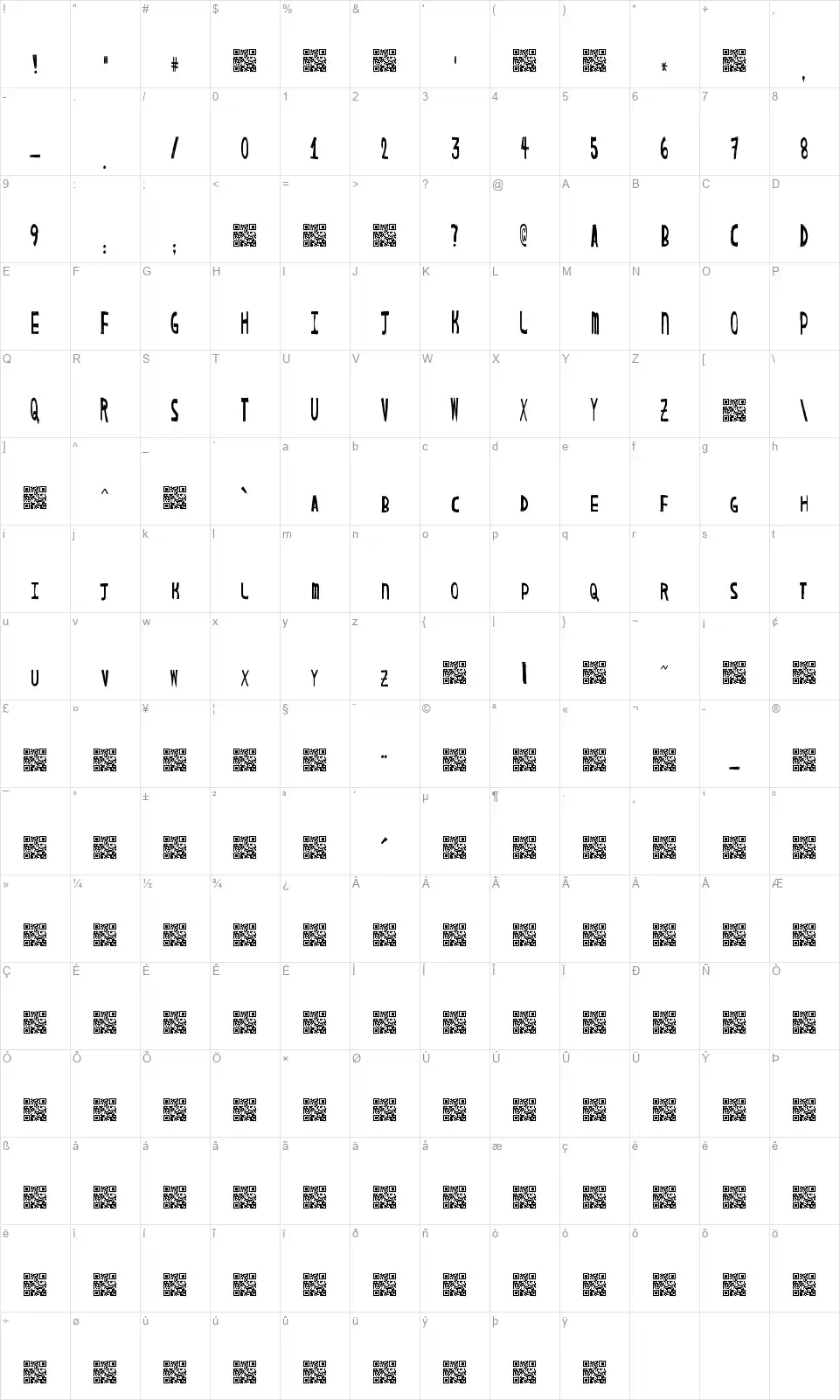 Draft Housefont character map
