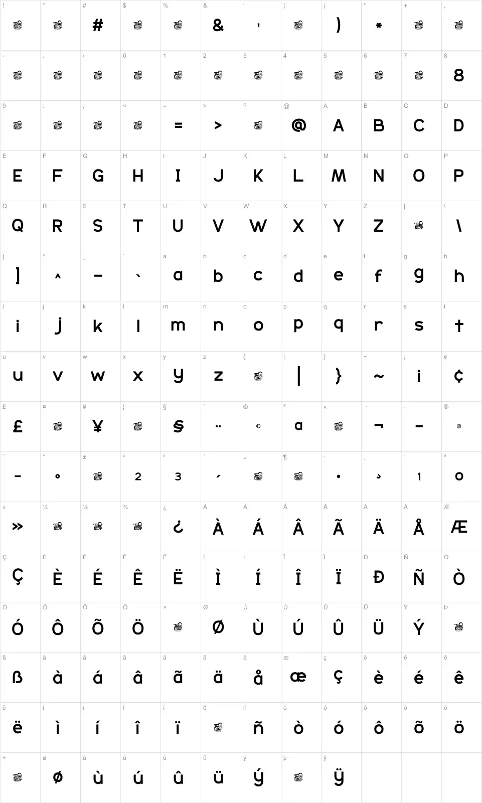 Duitech Mapa de caracteres Duitechfont character map