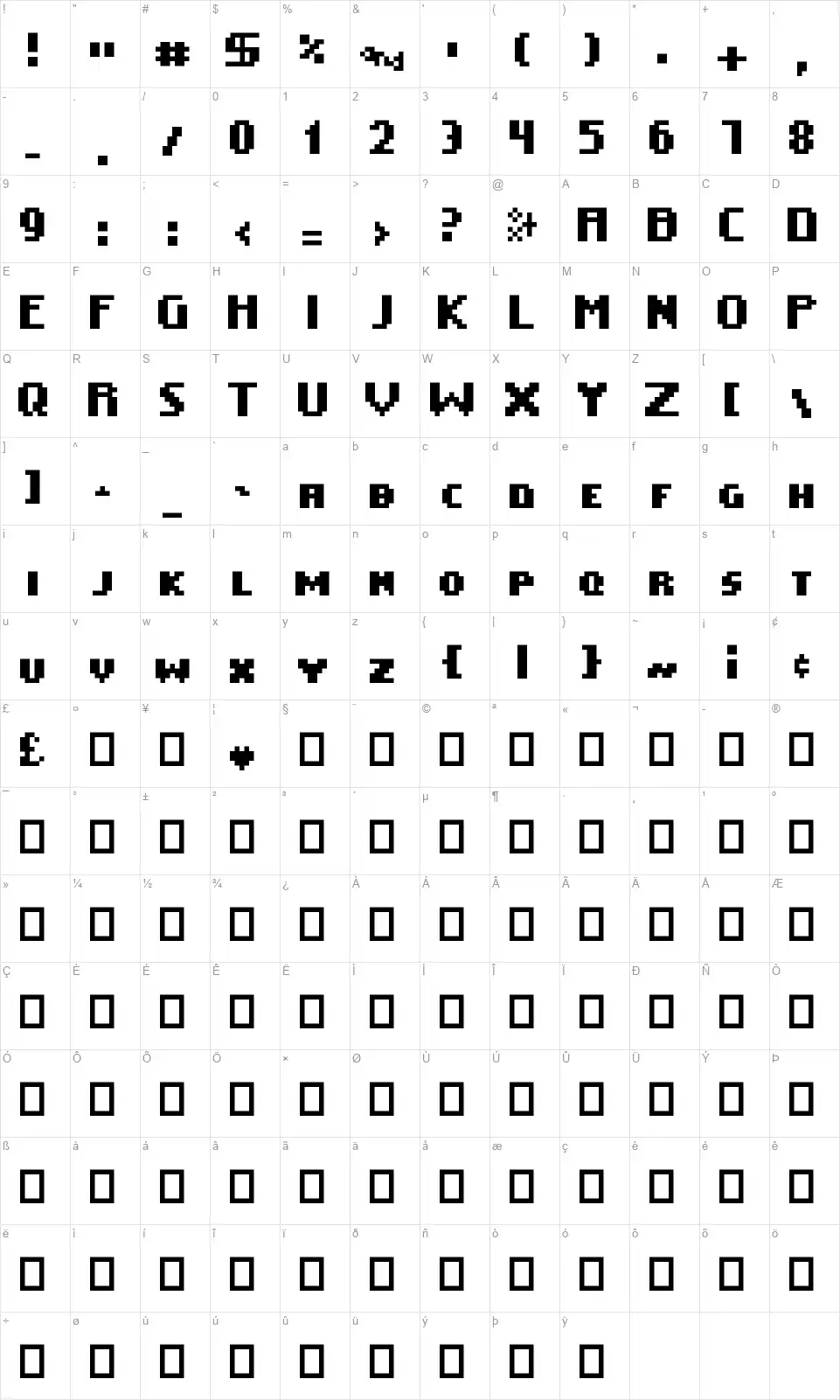 Ease Of Usefont character map