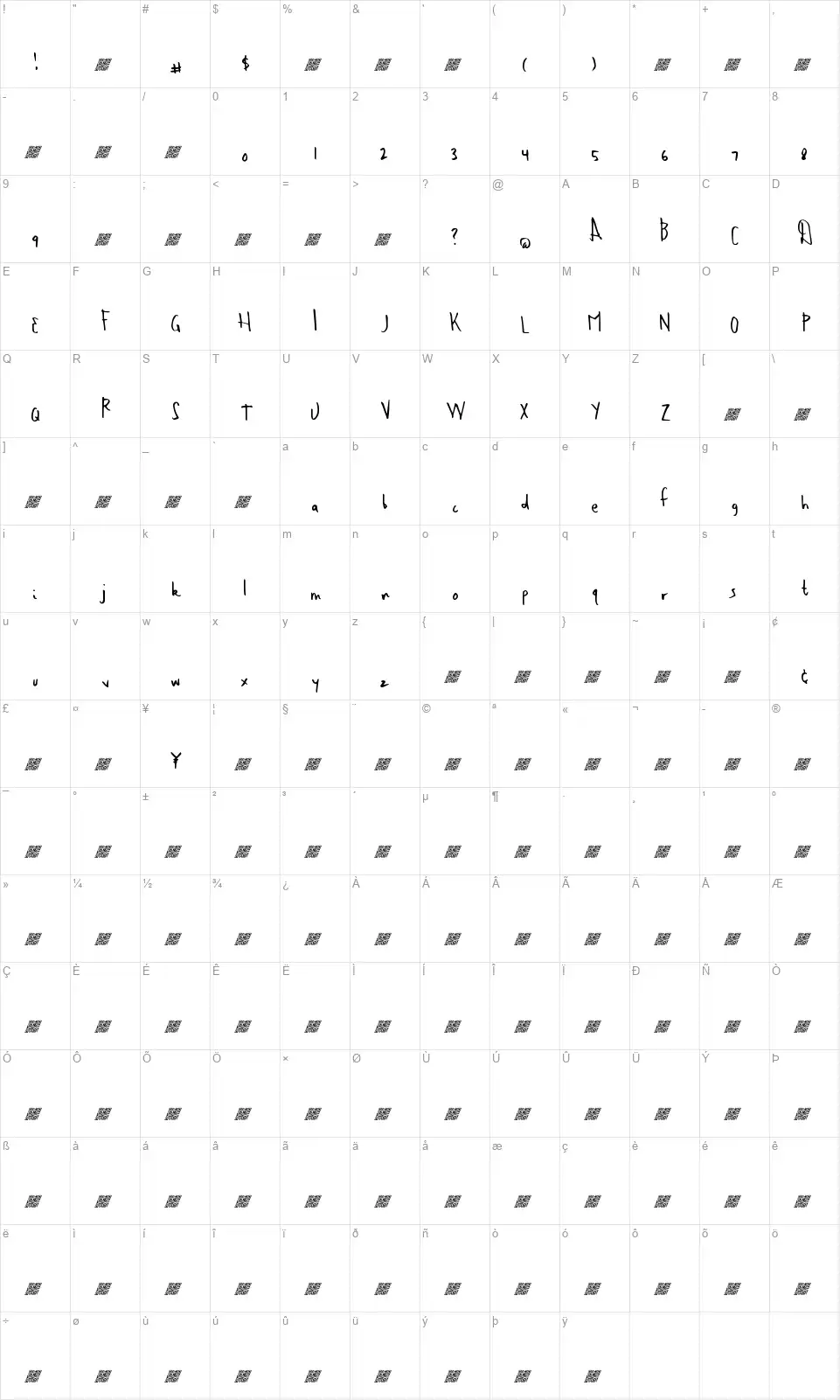 Easy Dough DTfont character map