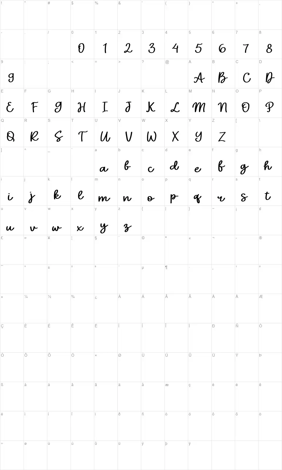 Elsie Kinsleyfont character map
