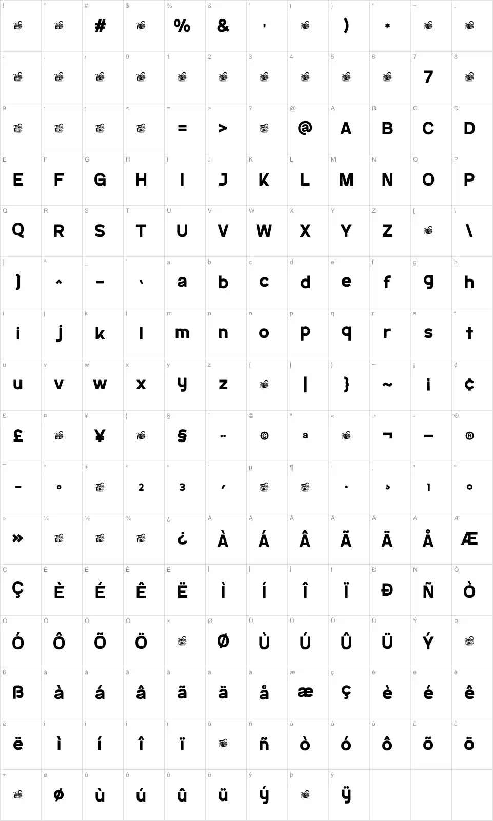 Emasland Mapa de caracteres Emaslandfont character map