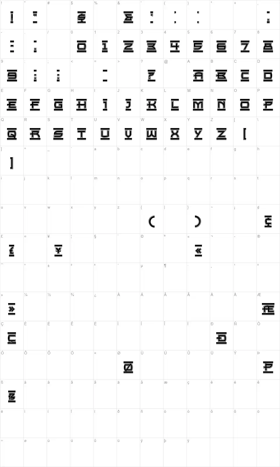 Empire Statefont character map