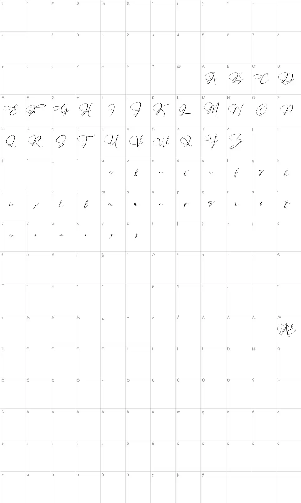 England Reality Mapa de caracteres England Realityfont character map