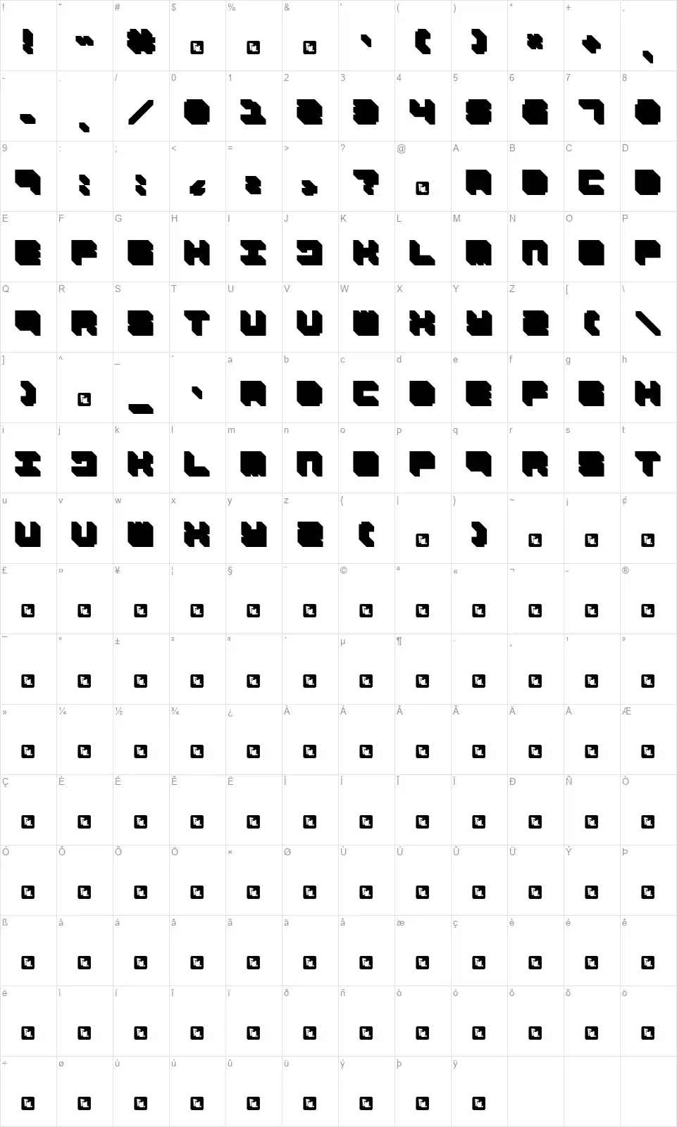 FD Necromancerfont character map