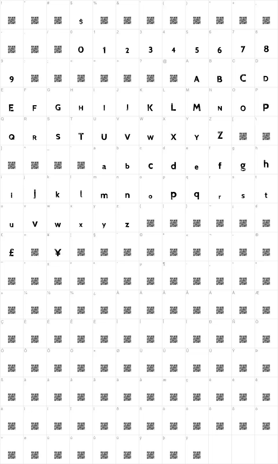 Final Relieffont character map