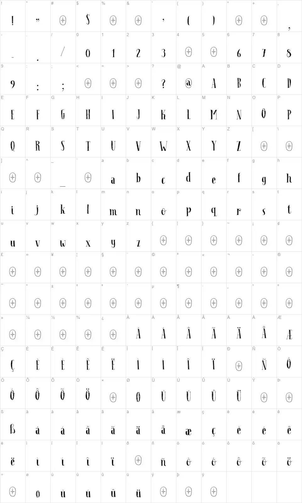 Follow The Lightfont character map