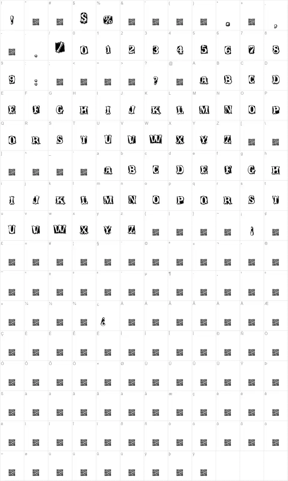 Freaksfont character map