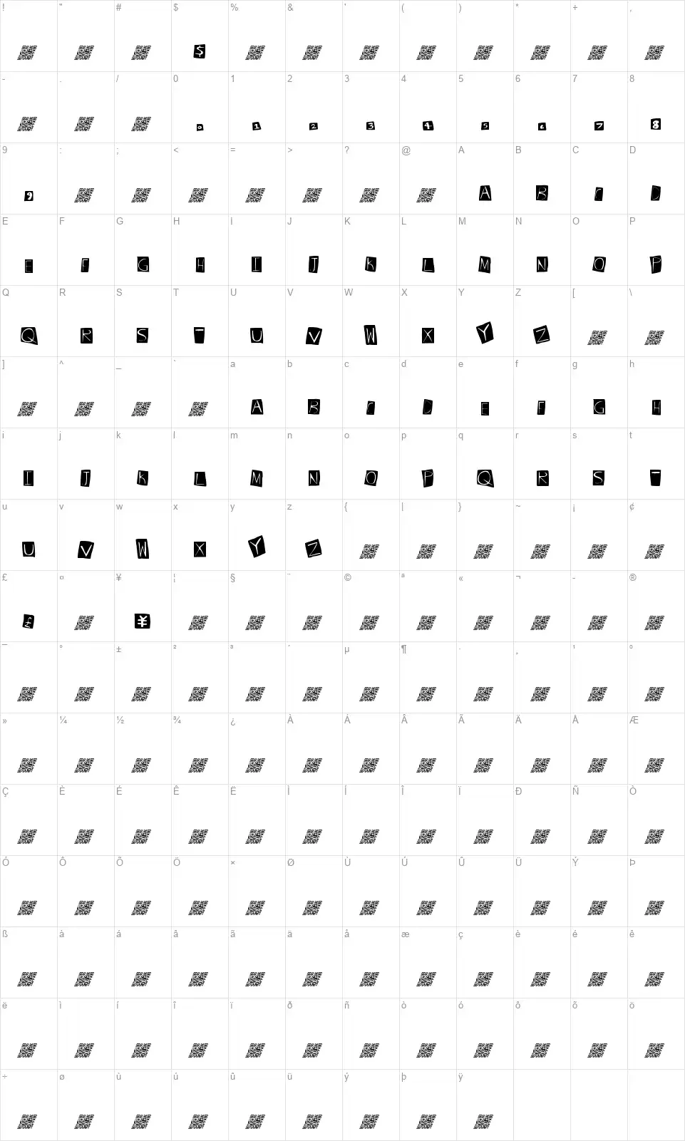 French Dancefont character map
