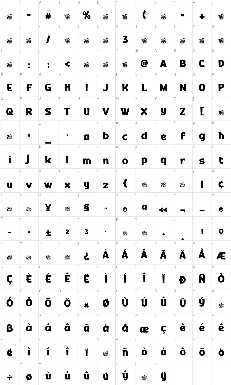 Fresh Jeruki Mapa de caracteres Fresh Jerukifont character map