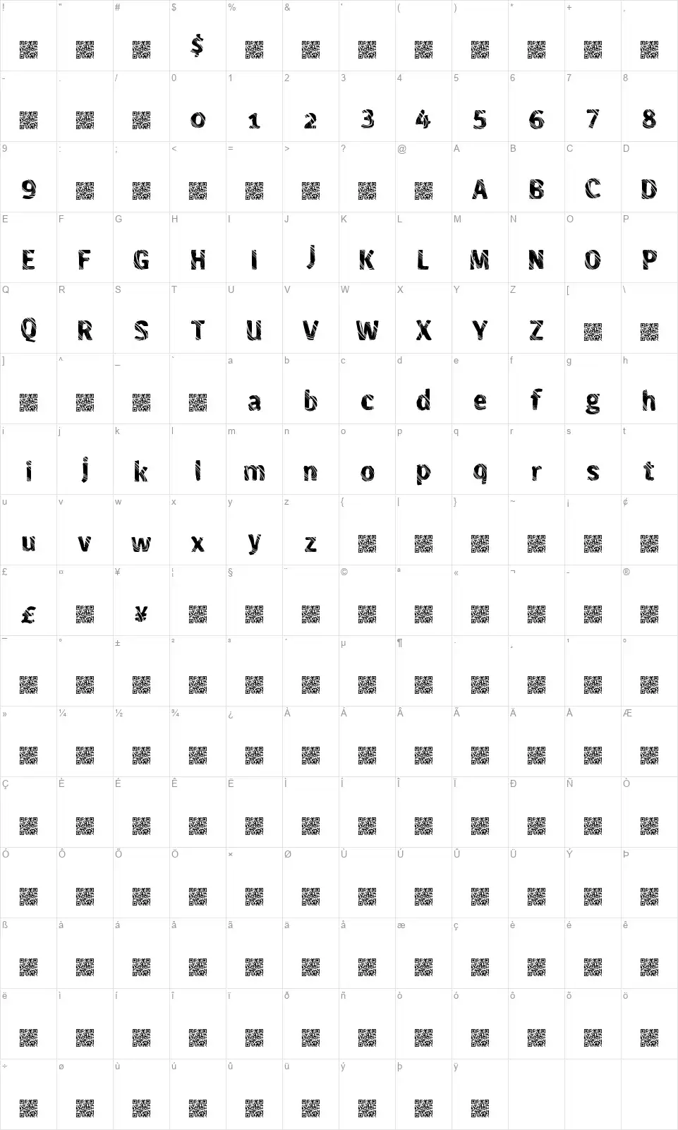 Fresh Makerfont character map