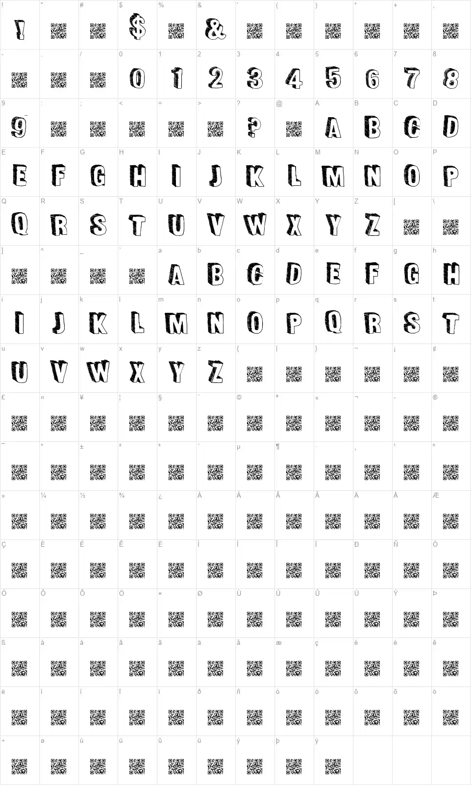 Fun Sizedfont character map