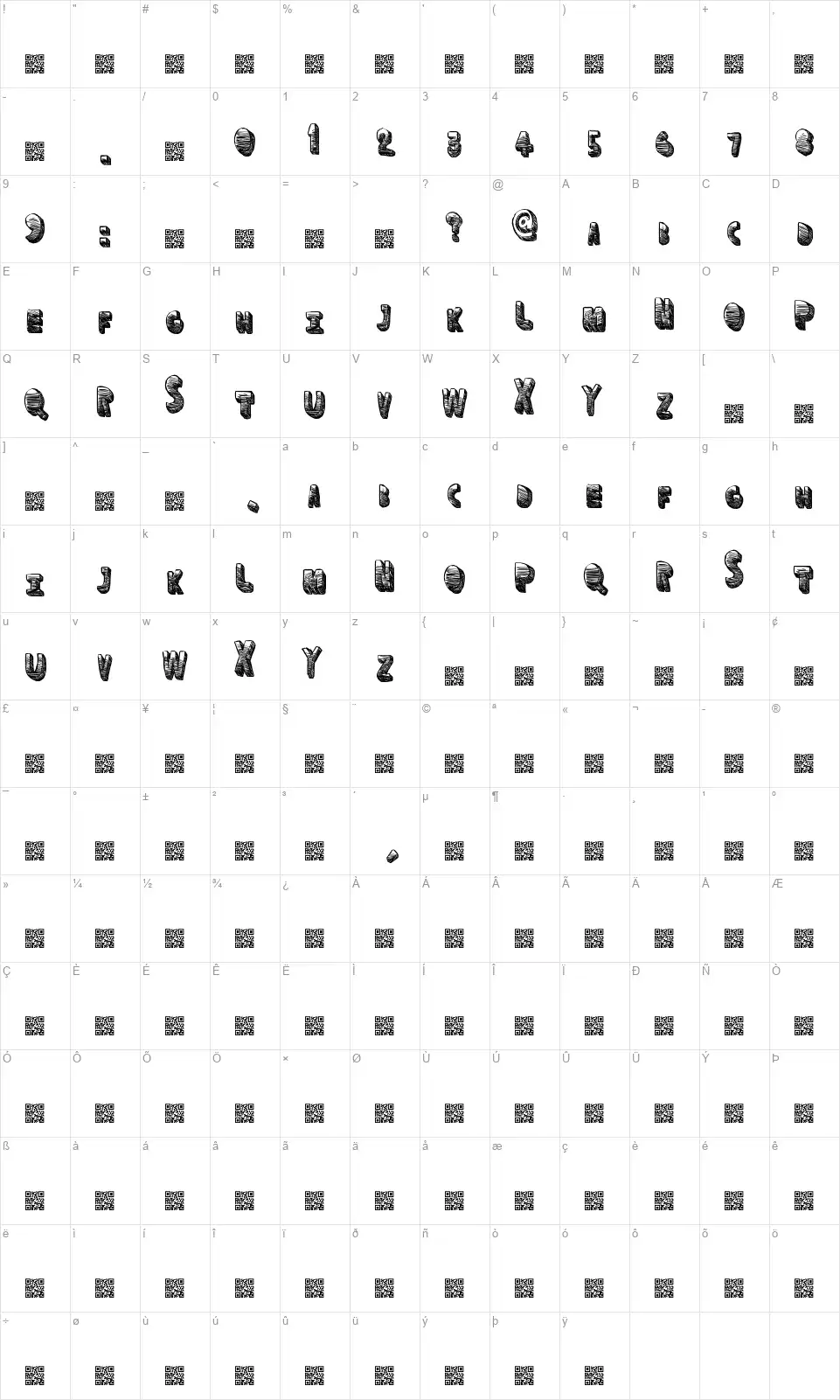 Fun Spacefont character map
