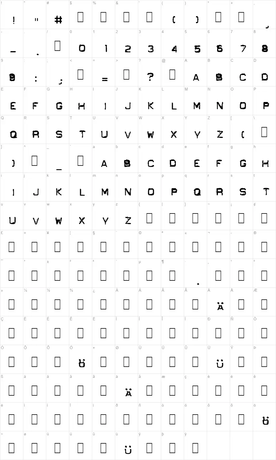 GF Ordnerfont character map