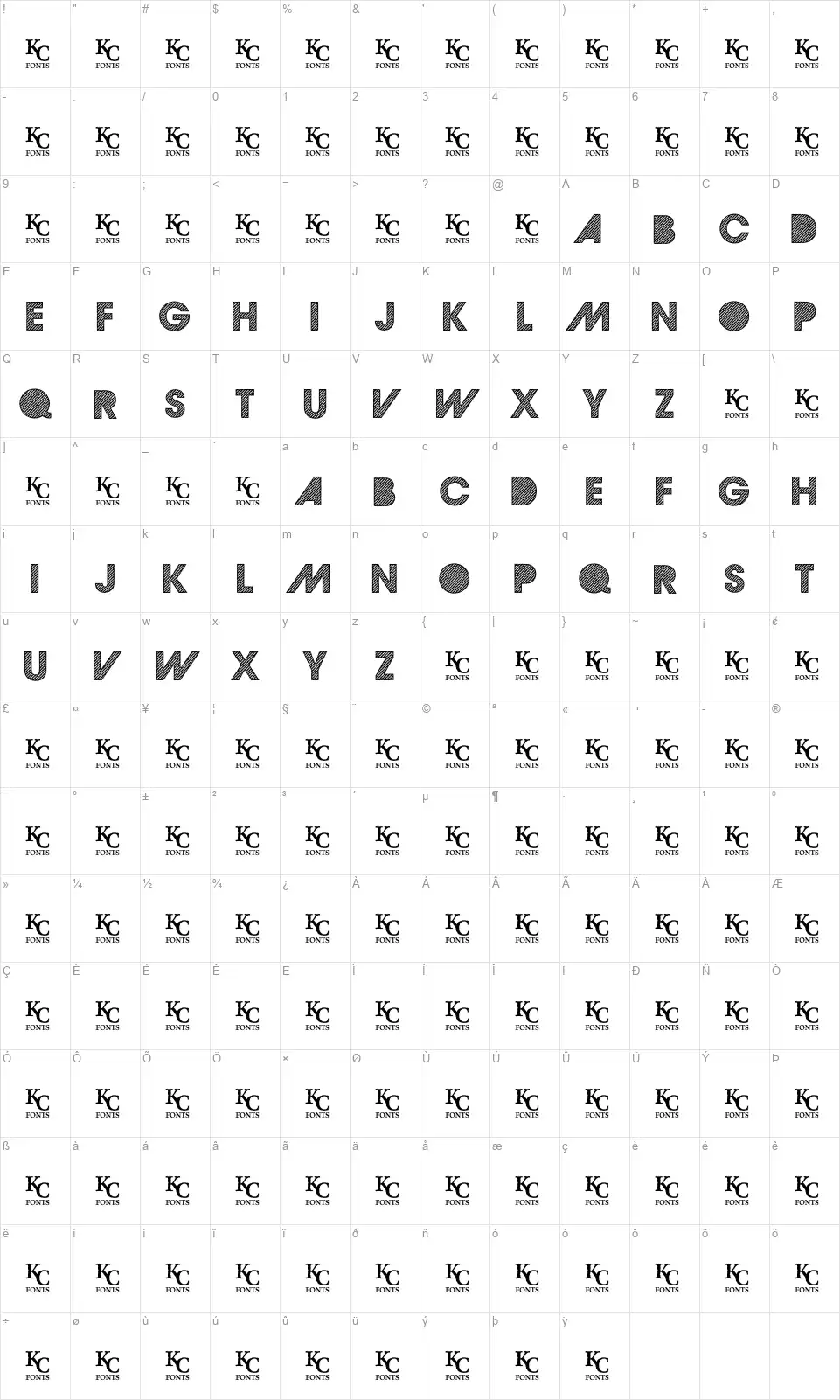 Good Morning Afternoonfont character map