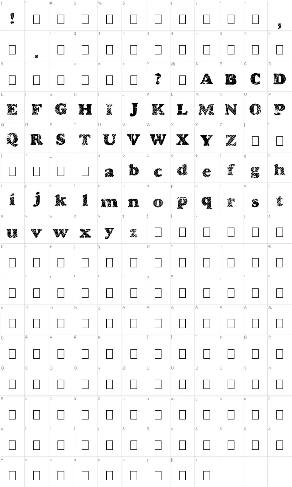 Goodjeanfont character map