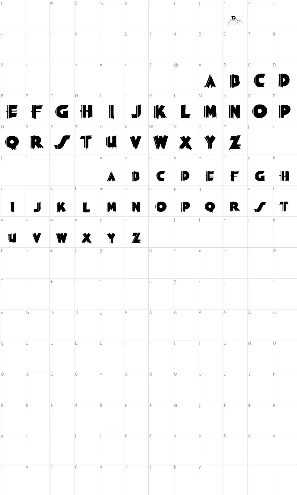 Graumanfont character map