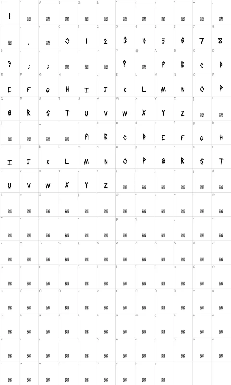 Hail Stormzfont character map