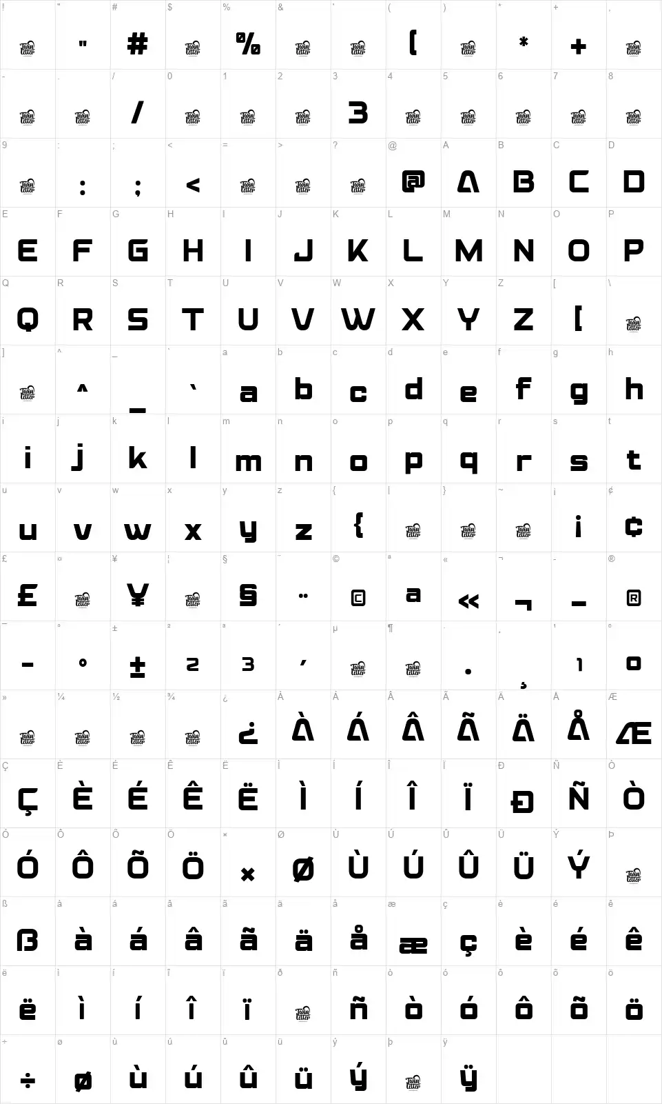 Heat Racer Mapa de caracteres Heat Racerfont character map