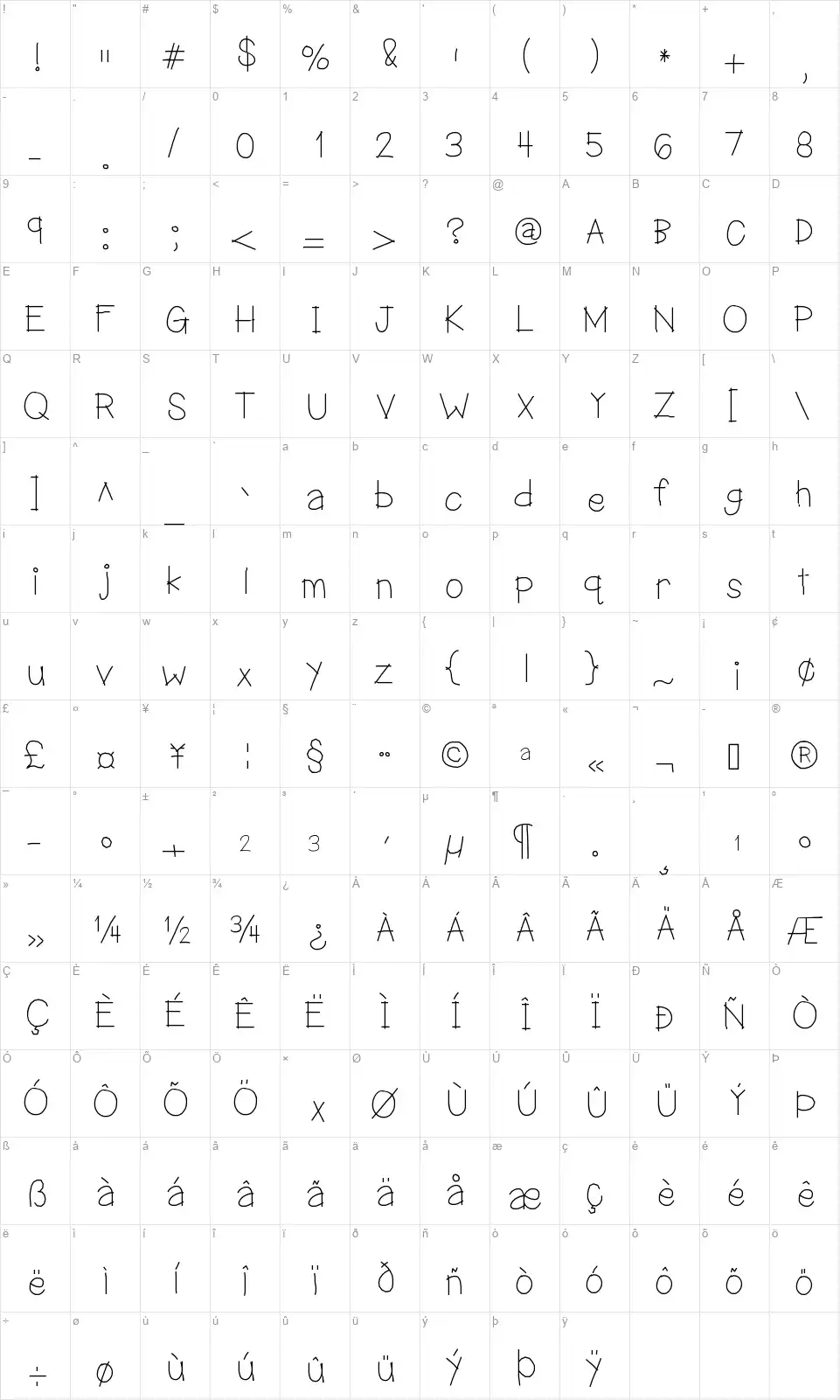 Hello Maddoxfont character map