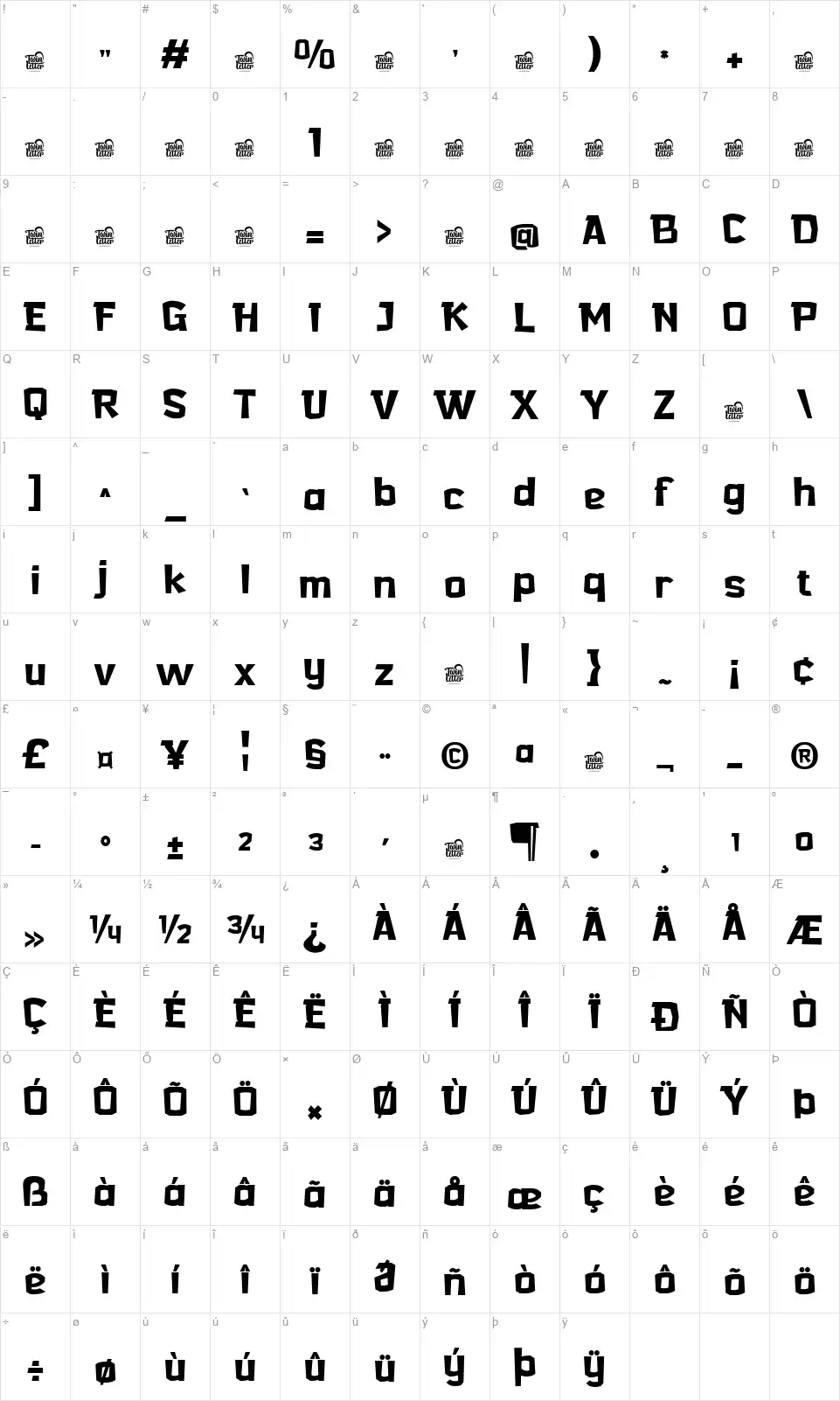 Herloitfont character map