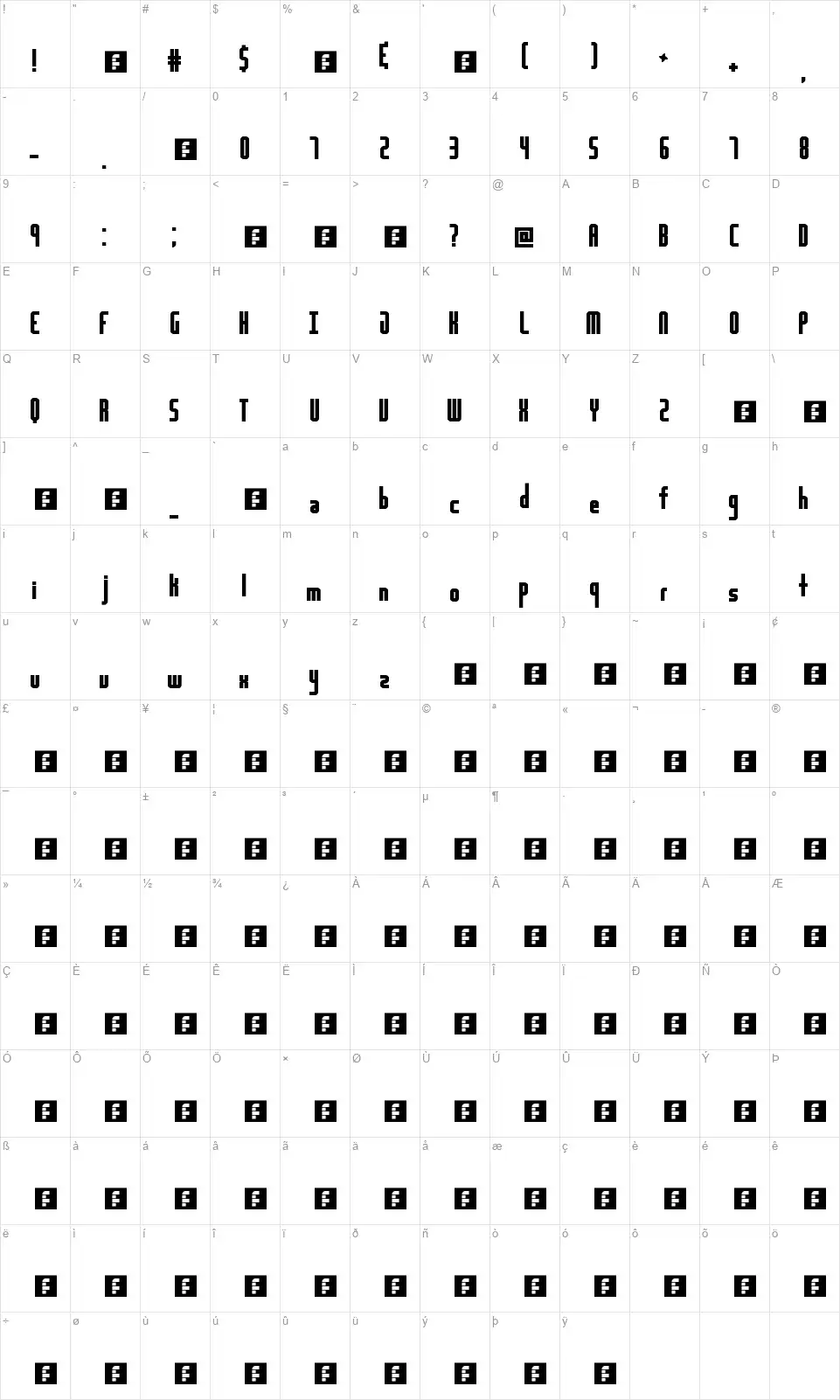 Highway Block Sansfont character map